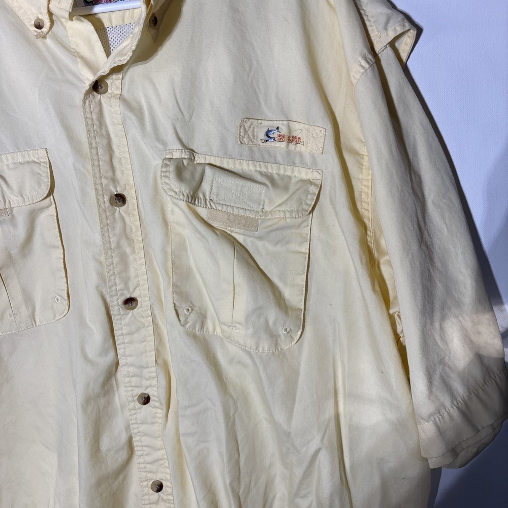 World Wide Sportsman Fishing Shirt 2XL Yellow Vented Mesh Lined Outdoor - Picture 9 of 16
